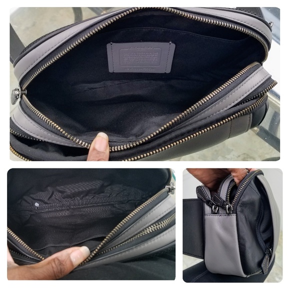 Coach Graham Leather Utility Gray/Black Bling Bag - Picture 5 of 5